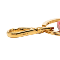プラダ キーホルダー キーリング バッグチャーム ピンク イエロー サフィアーノレザー レディース PRADA 【中古】