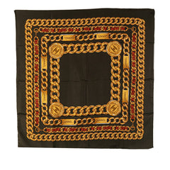 シャネル チェーン モチーフ スカーフ カーキ ゴールド マルチカラー シルク レディース CHANEL 【中古】