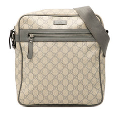 グッチ GGスプリーム 斜めがけ ショルダーバッグ 201448 ベージュ グレー PVC レザー メンズ GUCCI 【中古】