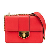 プラダ サフィアーノ チェーン ショルダーバッグ レッド ゴールド レザー レディース PRADA 【中古】
