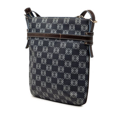 ロエベ リピートアナグラム 斜め掛け ショルダーバッグ ネイビー PVC レディース LOEWE 【中古】
