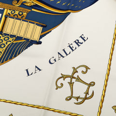 エルメス カレ90 VUE DU CAROSSE DE LA GALERE LA REALE クイーンの戴冠式 スカーフ ブルー マルチカラー シルク レディース HERMES 【中古】