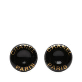 シャネル ロゴ イヤリング ブラック ゴールド エナメル メタル レディース CHANEL 【中古】