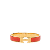 エルメス クリックH GM エナメルブレスレット バングル ゴールド オレンジレッド系 メッキ レディース HERMES 中古