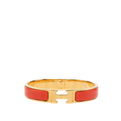 エルメス クリックH GM エナメルブレスレット バングル ゴールド オレンジレッド系 メッキ レディース HERMES 中古