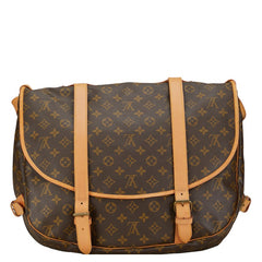 ルイ ヴィトン モノグラム ソミュール43 斜め掛け ショルダーバッグ M42252 ブラウン PVC レザー レディース LOUIS VUITTON 【中古】