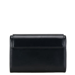 カルティエ サファイアライン セカンドバッグ クラッチバッグ ブラック ゴールド レザー レディース CARTIER 【中古】