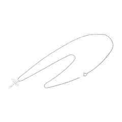 K18WG ホワイトゴールド ダイヤ0.50ct クロス 十字架 モチーフ ネックレス レディース 【中古】