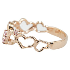 K14PG ピンクゴールド ピンクサファイア ダイヤ リング 指輪 レディース 8号 【中古】