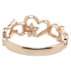 K14PG ピンクゴールド ピンクサファイア ダイヤ リング 指輪 レディース 8号 【中古】