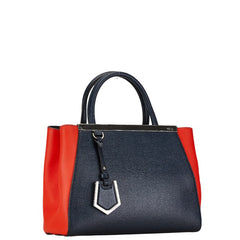 フェンディ プチトゥージュール ハンドバック ショルダーバッグ 2WAY 8BH253 ネイビー オレンジ レザー レディース FENDI 【中古】