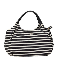 ケイトスペード ボーダー ハンドバッグ ブラック ホワイト ナイロン レザー レディース Kate Spade 【中古】
