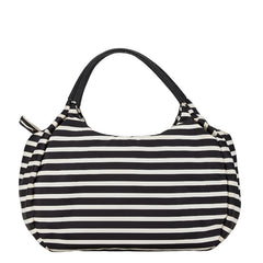 ケイトスペード ボーダー ハンドバッグ ブラック ホワイト ナイロン レザー レディース Kate Spade 【中古】