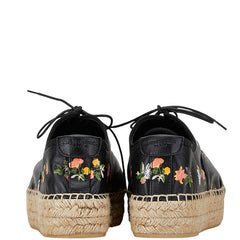 サンローラン 花柄 エスパドリーユ サイズ:39 476427 ブラック レザー レディース SAINT LAURENT 【中古】