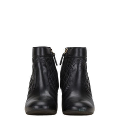 トリーバーチ キルティング ショートブーツ ブーティー サイズ:7 ブラック レザー レディース Tory Burch 【中古】