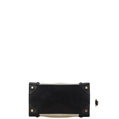 セリーヌ ラゲージ ミニショッパー ハンドバッグ ベージュ カーキ ブラック キャンバス スウェード レザー レディース CELINE 【中古】