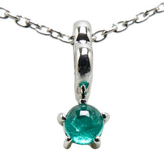 K18WG ホワイトゴールド エメラルド0.12ct 田中貴金属 オープンハート ネックレス レディース 【中古】