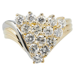 K18YG イエローゴールド Pt850 プラチナ コンビ ダイヤ1.13ct リング 指輪 レディース 11号 【中古】