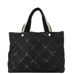 シャネル 旧トラベルライン トートバッグ ブラック ホワイト ナイロン レディース CHANEL 【中古】