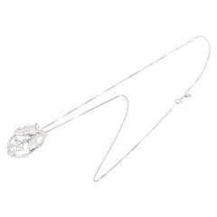 K18WG ホワイトゴールド ダイヤ0.33ct フクロウ オウル 梟 モチーフ ペンダントネックレス レディース 【中古】