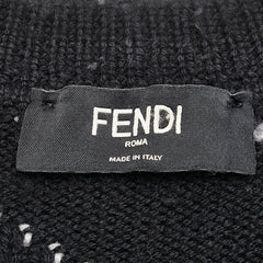 フェンディ FF チェーンモチーフ ニット セーター サイズ:48 FZX085 AL3V ブラック ホワイト グレー ウール メンズ FENDI 【中古】