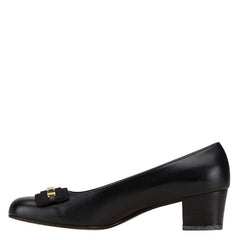 サルヴァトーレフェラガモ ヴァラ パンプス サイズ:6 ブラック ゴールド レザー レディース Salvatore Ferragamo 【中古】