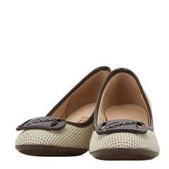 サルヴァトーレフェラガモ My Ferragamo マイ フェラガモ パンプス サイズ:5 1/2 ベージュ ブラウン キャンバス エナメル レディース Salvatore Ferragamo 【中古】