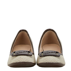 サルヴァトーレフェラガモ My Ferragamo マイ フェラガモ パンプス サイズ:5 1/2 ベージュ ブラウン キャンバス エナメル レディース Salvatore Ferragamo 【中古】