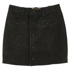 サンローラン ミニスカート F34 ブラック スウェード レディース SAINT LAURENT 【中古】