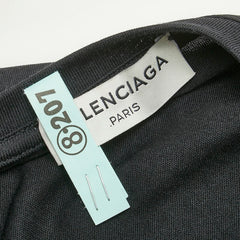 バレンシアガ フロントスリット 半袖 Tシャツ サイズ:M ブラック ポリウレタン ポリエステル コットン レディース BALENCIAGA 【中古】