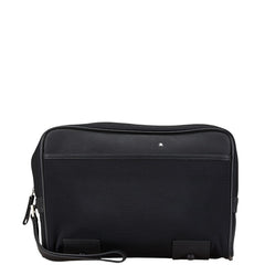 モンブラン セカンドバッグ クラッチバッグ ブラック キャンバス レザー メンズ MONTBLANC 【中古】
