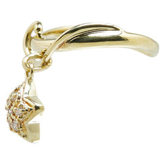 K18YG イエローゴールド ダイヤ0.08ct 星 スター モチーフ ピンキー リング 指輪 レディース 4.5号 【中古】