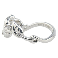 K18WG ホワイトゴールド ダイヤ0.03ct LA PUREZZA ラ プレッツァ 植物 モチーフ リング 指輪 レディース 10号 【中古】