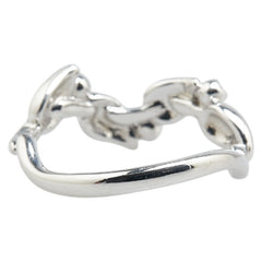 K18WG ホワイトゴールド ダイヤ0.03ct LA PUREZZA ラ プレッツァ 植物 モチーフ リング 指輪 レディース 10号 【中古】