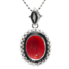 K18WG ホワイトゴールド サンゴ2.29ct ダイヤ0.40ct ペンダント ネックレス レディース 【中古】