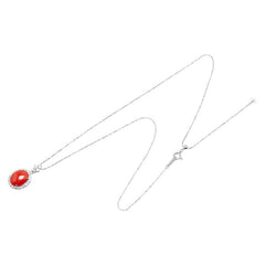 K18WG ホワイトゴールド サンゴ2.29ct ダイヤ0.40ct ペンダント ネックレス レディース 【中古】