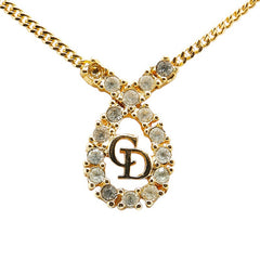 ディオール CDロゴ ラインストーン ネックレス ゴールド メッキ レディース Dior 【中古】