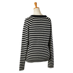 サンローラン ボーダー ニット サイズ:XS ホワイト ネイビー コットン ウール レディース SAINT LAURENT 【中古】