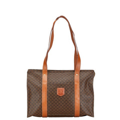 セリーヌ マカダム トートバッグ ブラウン PVC レザー レディース CELINE 【中古】