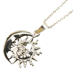 K14YG イエローゴールド ムーン サン 月 太陽 モチーフ ペンダントネックレス レディース 【中古】