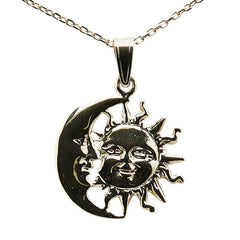 K14YG イエローゴールド ムーン サン 月 太陽 モチーフ ペンダントネックレス レディース 【中古】