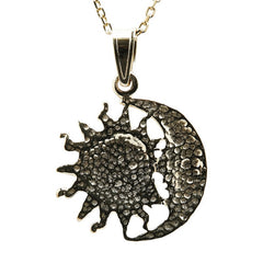 K14YG イエローゴールド ムーン サン 月 太陽 モチーフ ペンダントネックレス レディース 【中古】