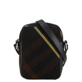 バーバリー チェック 斜め掛け ショルダーバッグ ブラック ブラウン ウール レザー レディース BURBERRY 【中古】