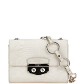 サンローラン リヴゴーシュ ロゴプレート パイソン型押し チェーン ショルダーバッグ ホワイト シルバー レザー レディース SAINT LAURENT 【中古】