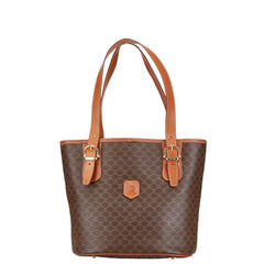 セリーヌ マカダム ハンドバッグ トートバッグ ブラウン PVC レザー レディース CELINE 【中古】