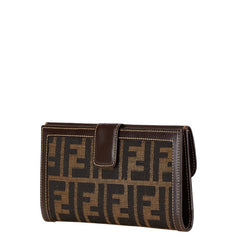 フェンディ ズッカ 長財布 01339 ブラウン キャンバス レザー レディース FENDI 【中古】