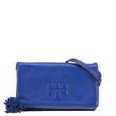 トリーバーチ ロゴ ショルダーバッグ ブルー レザー レディース Tory Burch 【中古】