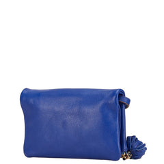 トリーバーチ ロゴ ショルダーバッグ ブルー レザー レディース Tory Burch 【中古】