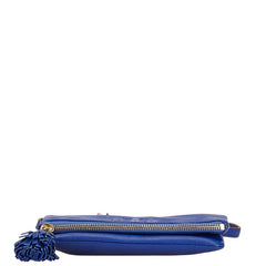 トリーバーチ ロゴ ショルダーバッグ ブルー レザー レディース Tory Burch 【中古】