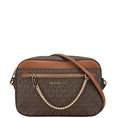 マイケルコース シグネチャー 斜め掛け ショルダーバッグ 35S1GTTC9B ブラウン PVC レザー レディース Michael Kors 【中古】